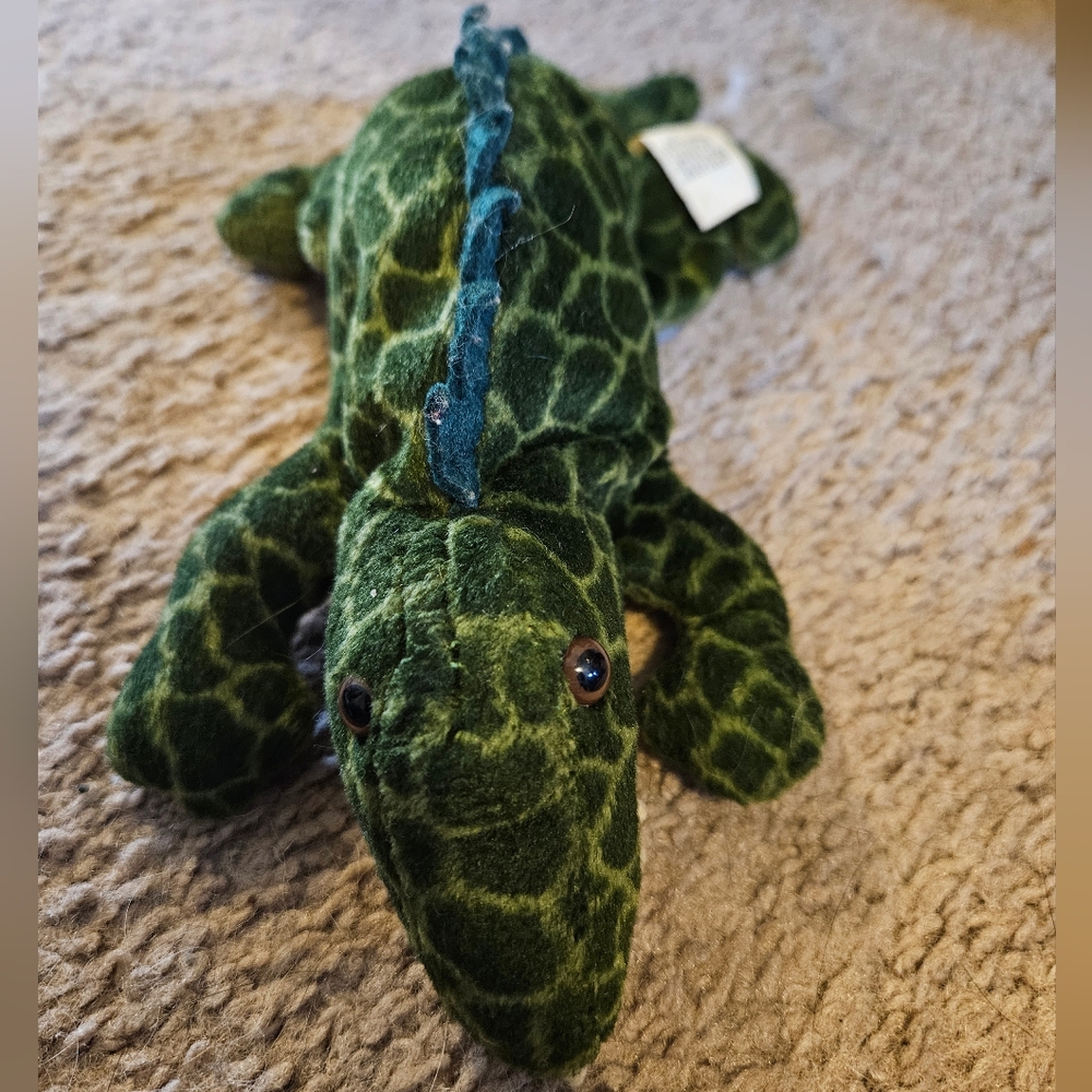 Crunch Green Patterned Plush Alligator / Crocodile Bean Bag Stuffed Animal